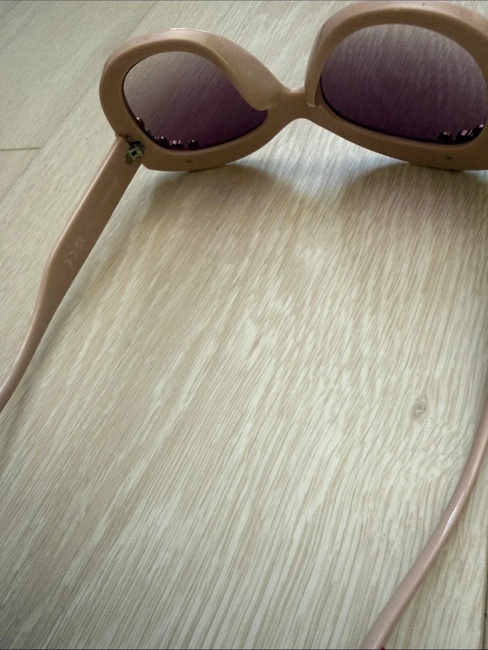 Betsey Johnson Nude Pink Round Sunglasses with Rose Gold Floral Accents